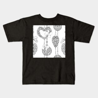 Monochrome Merry Christmas Pattern, New Year Illustration Kids T-Shirt